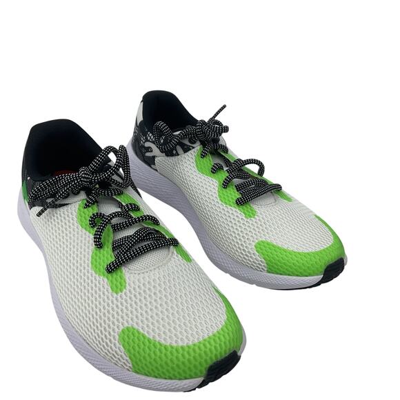 Under Armour Charged Pursuit 2 Kids Running Sneakers Sz 7Y White/Green Preowned - Picture 1 of 7